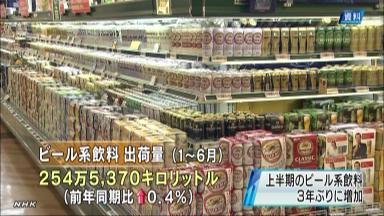 ビール:上半期出荷２％増 節約疲れ？