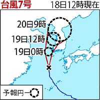 台風７号:激しい雨の恐れ 雷にも注意必要−−薩摩・大隅地方など ／鹿児島