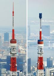 東京タワー、本来より18メートル低く アンテナ支柱の交換進む