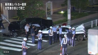 パトカーと逃走車が衝突＝２８歳女性、巻き込まれ死亡－広島