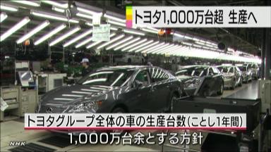 初の年間生産１０００万台へ＝北米、新興国がけん引―トヨタ