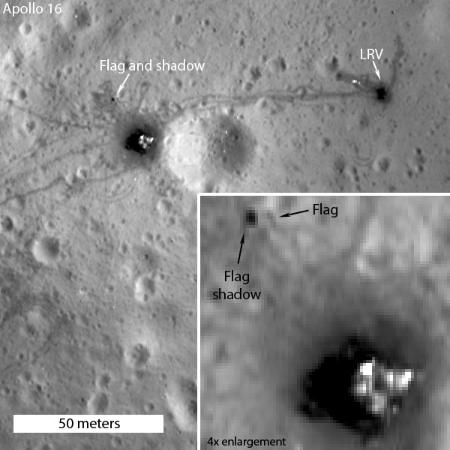 月面の星条旗も永遠に？ 探査機画像で影を確認