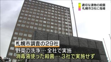 浅漬け３施設、野菜消毒せず…札幌の２９施設立ち入り検査