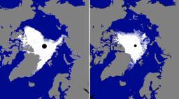 北極海の海氷面積、観測史上最小に…衛星で確認