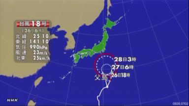 台風１８号、小笠原諸島へ＝高波、強風に注意－気象庁