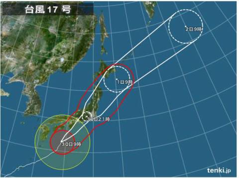 近畿「台風の季節」に ６月以来の上陸か １７号接近