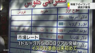 イラン 現地通貨暴落で不安広がる