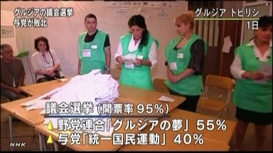 グルジア議会選で野党連合が勝利、政権交代で対ロ関係改善へ