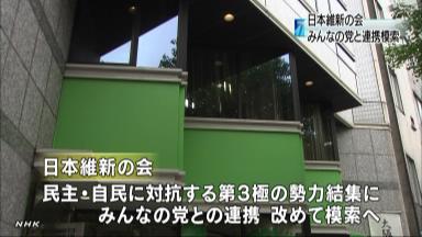 維新、衆院選単独路線から一転「第３極連合」