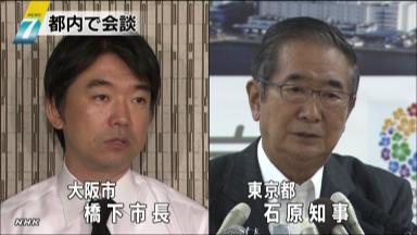 橋下市長:石原知事と会談 「新党」「改憲」で意見交換