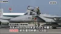 航空機への緊急発進、今年度上半期２０９回（東京都）