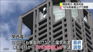 九州電力、家庭向け８・５％値上げ申請へ