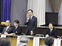 漁網受け入れ案、知事が地元に説明