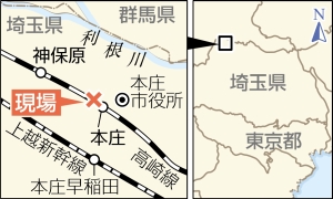 救出中に電車、男女２人はねられ死亡 ＪＲ高崎線踏切