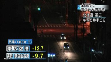 47NEWS ＞ 共同ニュース ＞ 各地で一番の冷え込み ２５日朝、氷点下１４度も