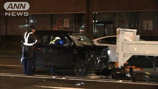 工事現場に車突っ込み2人死亡 飲酒運転の男逮捕