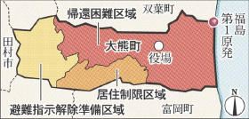 大熊町、１０日に避難区域再編 「帰還困難」人口の９６％