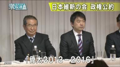 維新、３０年代まで脱原発 石原氏「直させる」