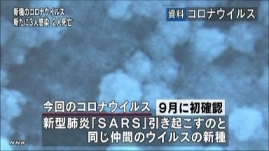 ＳＡＲＳ系新型ウイルス、新たに３人の死亡確認