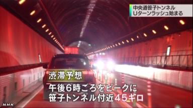 Uターンラッシュ 東名上り・大和トンネル先頭に54kmなどの渋滞