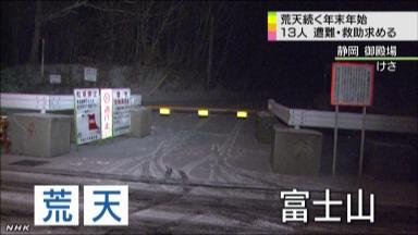 富士山で男性遭難か 救助要請の２人は無事発見