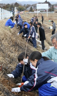 浜街道・桜プロジェクト:新地からスタート 国道６号沿いに６０本植樹 ／福島