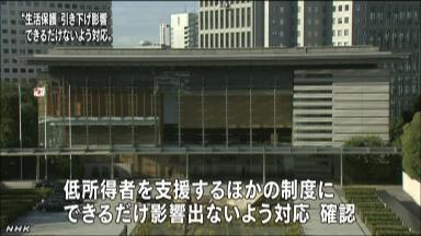 他制度への影響最小限に＝生活保護引き下げで－政府