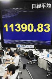 東証:急伸 １万１３００円台