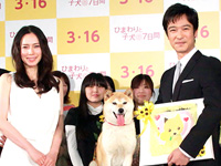 柴犬克服、若林出演映画「ひまわりと子犬の7日間」公開会見