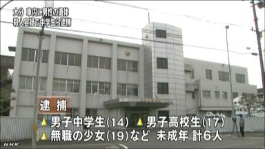 中学生ら６人逮捕 集団暴行で知人を殺した疑い 大分