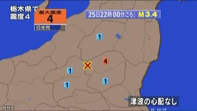 日光で震度５強 余震に十分注意を