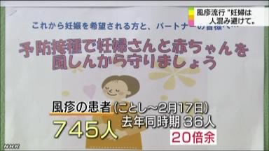 続く風疹の流行 大人もワクチン接種を 患者の８割が男性