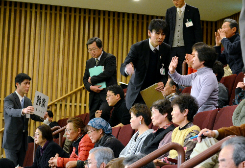 上関判断先送り 反対派「公約違反だ」