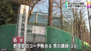 体罰で高校講師停職、中学教諭は戒告