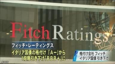 伊の国債格付け、１段階引き下げ…フィッチ