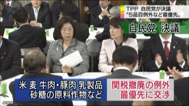 自民党TPP交渉参加を容認 安倍総理あす参加表明