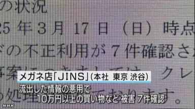 カード情報流出、被害申し出も＝メガネ「ＪＩＮＳ」の販売サイト