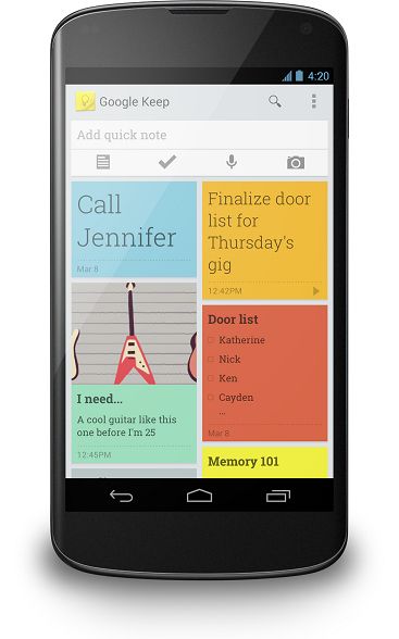 Google、Evernote的なオンラインメモ作成サービス「Google Keep」をリリース