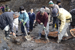 恐竜化石発見に期待 久慈で発掘調査