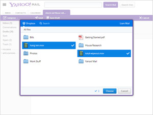 米Yahoo!、Yahoo MailにDropboxを統合 - 添付で連携、巨大ファイルの送信も