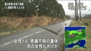 強風で自転車転倒か ２人けが