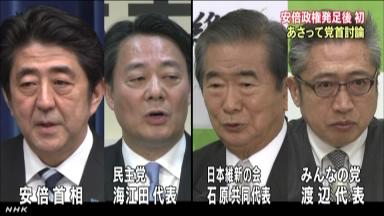 維新・石原氏、党首討論に初参加…１３分間