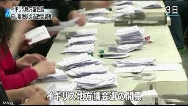 英国統一地方選:反ＥＵ政党が躍進 与党第１党は惨敗