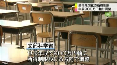 高校無償化所得制限、８００～９００万円で検討 文科相、２６年度から導入意向