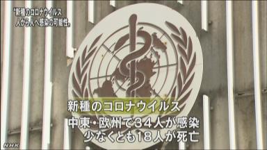 「人から人」感染可能性も 新種ウイルスでＷＨＯ