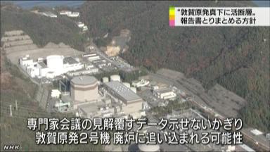 敦賀原発に活断層 再稼働見込めず