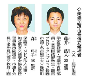 美濃加茂市長に２８歳藤井氏、現職首長で最年少