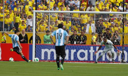 首位アルゼンチンは分ける＝Ｗ杯サッカー南米予選