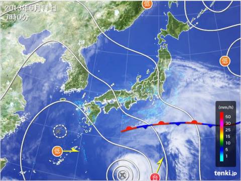 台風３号:１３日夜熱帯低気圧に 太平洋側で激しい雨も