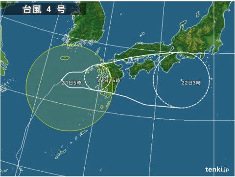 台風、午後に九州上陸へ＝強風域入り、夜に温帯低気圧－西日本は大雨警戒・気象庁